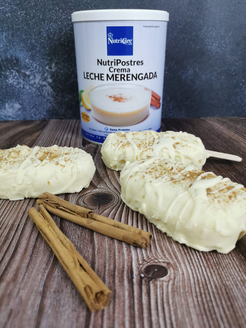 Helado proteico de leche merengada y chocolate blanco