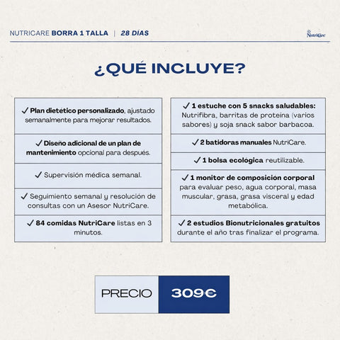 NutriCare 360: Borra 1 Talla (28 días)